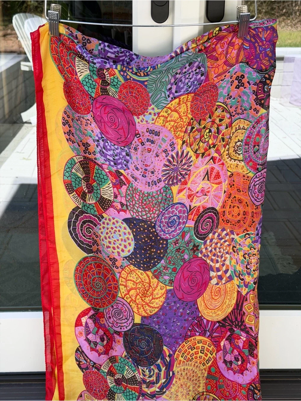 Silk Blend Statement Scarf 35% Silk 65%Viscose Colorful Paisley 66x35
